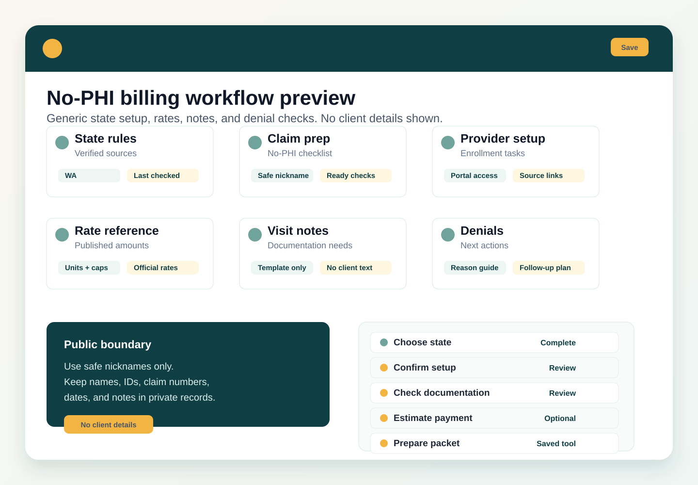 DoulaPaid dashboard preview showing state billing workflow tools